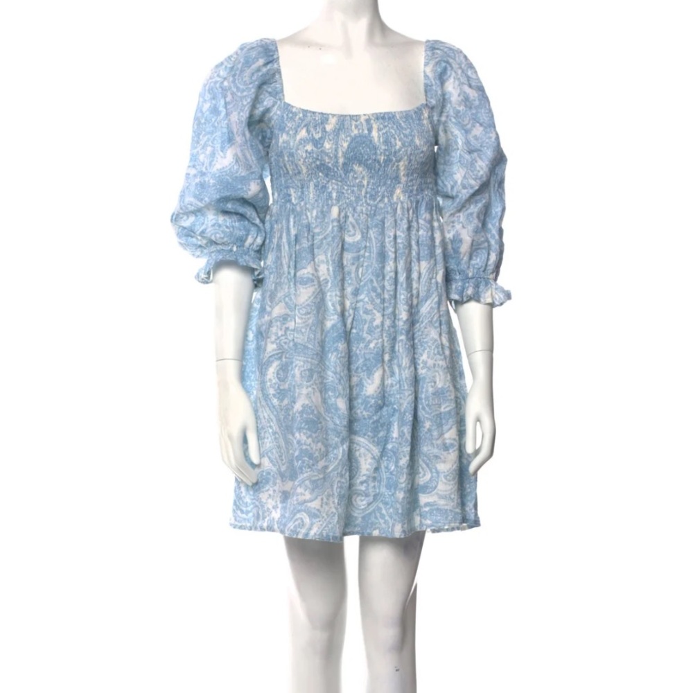 Faithfull the Brand Blue and White Mini Dress